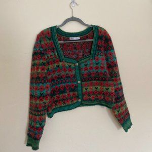 ZARA Jacquard Cropped Sweater